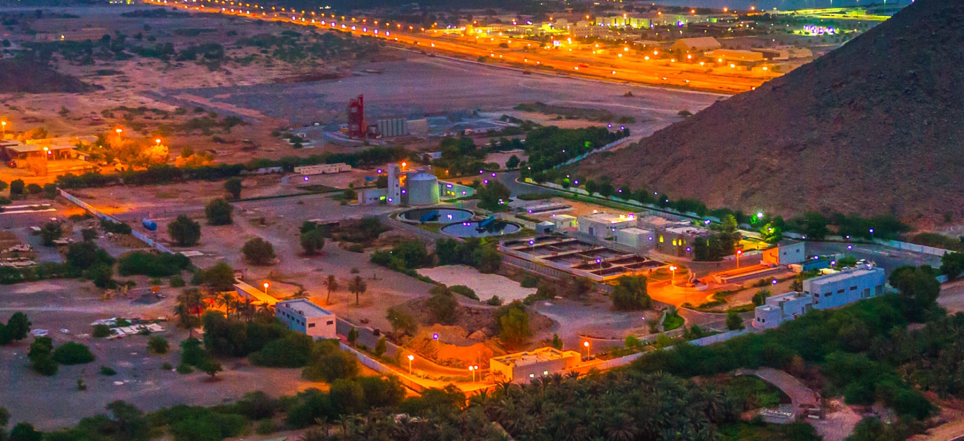 TANQIA industrial complex — aerial night view